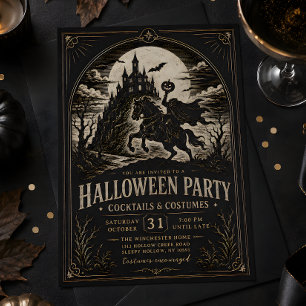 Vintage Kopfjäger-Gothic-Halloween-Party Einladung