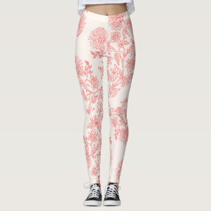 Vintage Korallen Blumen Toile-Muster   Elegant Leggings
