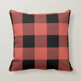 Vintage Korallen und Black Buffalo Kariert Kissen