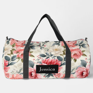 Vintage Korallenrosa Blumenmuster Duffle Bag