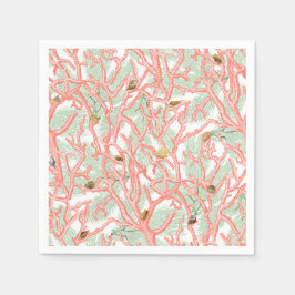 Vintage Korallenzweige mit Muschelmuster Serviette