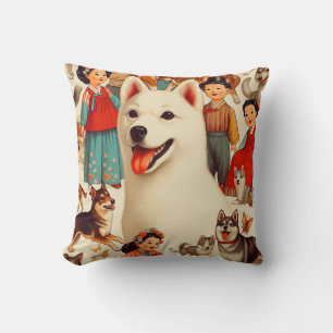 Vintage koreanische Jindo-Illustration Kissen