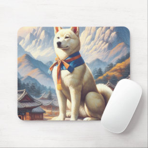 Vintage koreanische Jindo-Illustration Mousepad