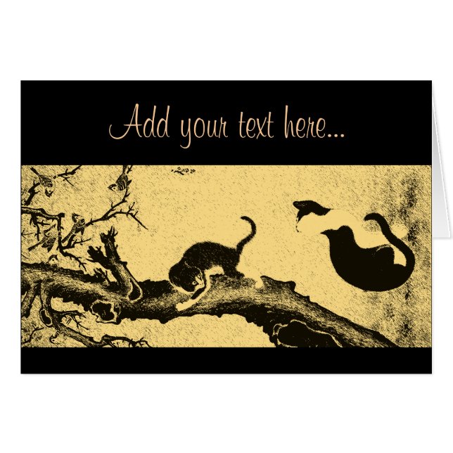 Vintage koreanische Katzen-Kunst (Vorderseite (Horizontal))