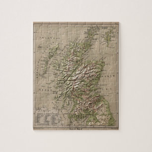 Vintage körperliche Karte von Schottland (1880) Puzzle