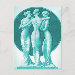 Vintage Korsetts, drei türkisfarbene Graden Postkarte