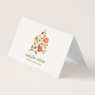 Vintage-Kosmetologie Orange Rote Blumen Floral Visitenkarten
