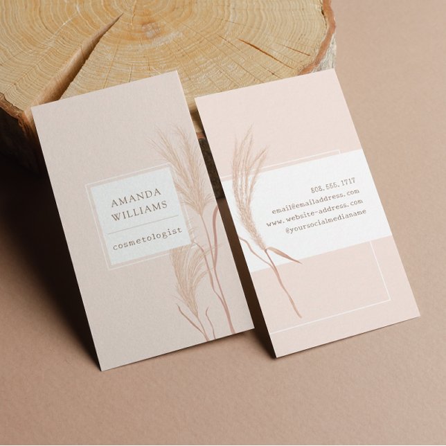 Vintage Kosmetologie Pampas Grass Floral Visitenkarte (Von Creator hochgeladen)