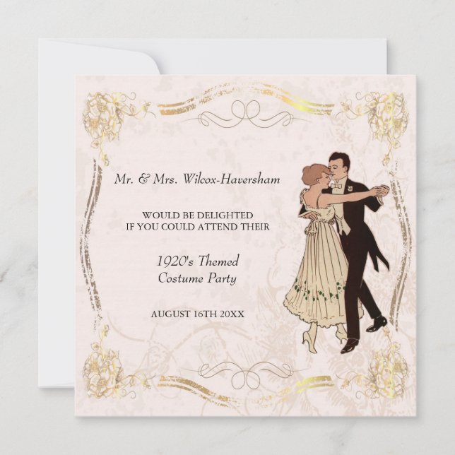 Vintage Kostüme-Party Einladung der 1920er Jahre (Vorderseite)