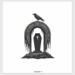 Vintage-Krab-Friedhof-Grab-Silhouette-Shirt-Design Aufkleber