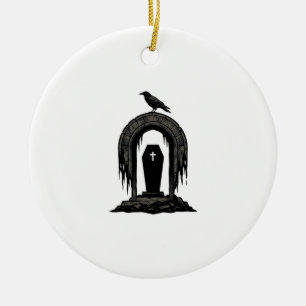 Vintage-Krab-Friedhof-Grab-Silhouette-Shirt-Design Keramik Ornament