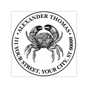 Vintage-Krabbe #1 Zeichnungsname Rücksendeadresse  Permastempel