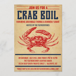 Vintage Krabben-Blutgeschwür-Party Einladungen