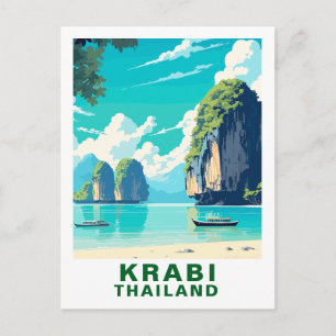 Vintage Krabi, Thailand Strandpostkarte Postkarte