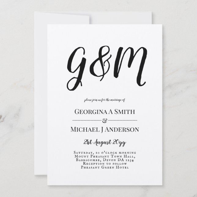 Vintage Kraft Monogram Typografy Wedding Einladung (Vorderseite)