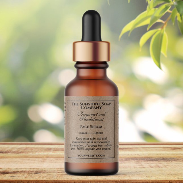 Vintage Kraft Paper Style Dropper Bottle Label Adressaufkleber (Von Creator hochgeladen)