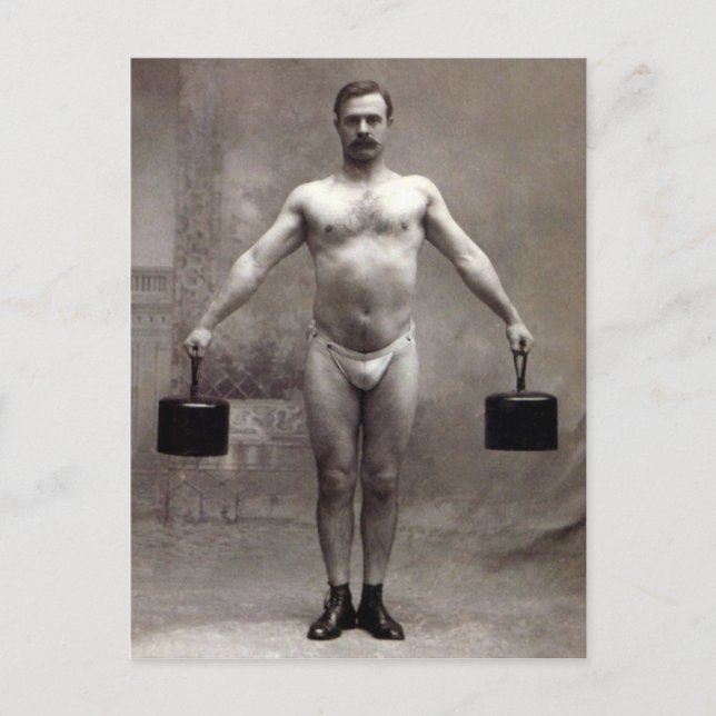 Vintage Kraftmensch Postkarte (Vorderseite)