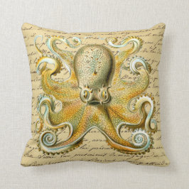 Vintage Kraken-Illustration - Octopoda gemein Kissen