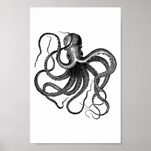 Vintage Kraken-Illustration Poster