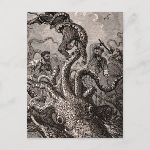Vintage Kraken Riesenkrake Meerungeheuer Postkarte
