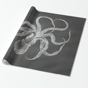 Vintage Kraken-Tafel-Hintergrund-Schablone Geschenkpapier
