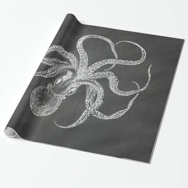 Vintage Kraken-Tafel-Hintergrund-Schablone Geschenkpapier (Ungerollt)