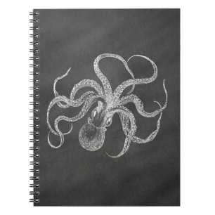 Vintage Kraken-Tafel-Hintergrund-Schablone Notizblock
