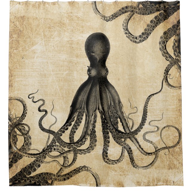 Vintage Kraken-Tentakeln Duschvorhang (Vorderseite)