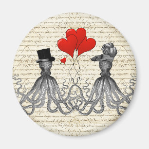 Vintage Kraken und Herzen Magnet