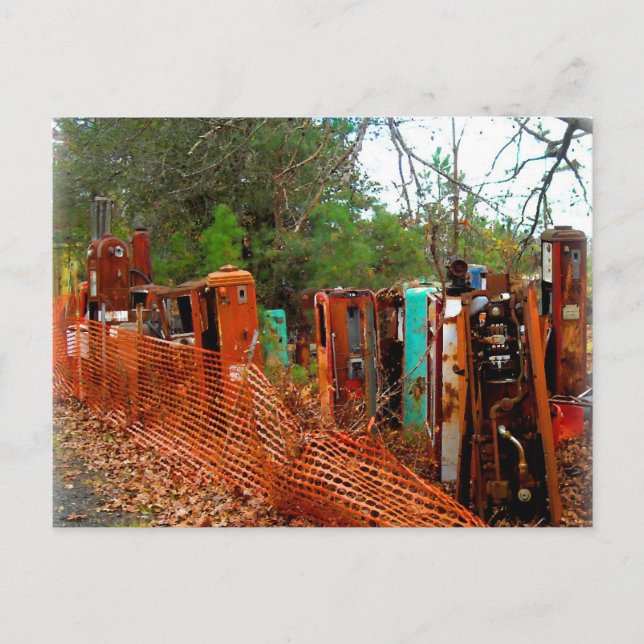 Vintage Kram-Yard-Gas-Pumpen Postkarte (Vorderseite)