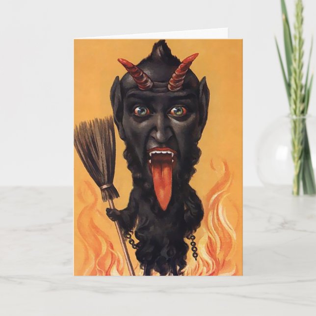 Vintage Krampus Devil Weihnachtskarte Feiertagskarte (Vorderseite)