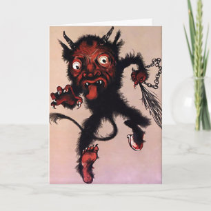 Vintage Krampus Devil Weihnachtskarte Feiertagskarte