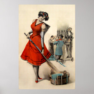 Vintage-Krampus-Kunst weiblich Poster