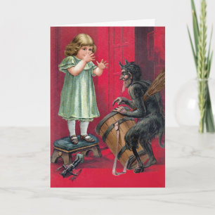 Vintage-Krampus-mit-Kind-Feiertagskarte Feiertagskarte