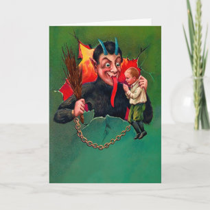 Vintage-Krampus-mit-Kind-Feiertagskarte Feiertagskarte