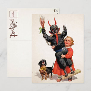 Vintage Krampus-Puppenkarte Postkarte