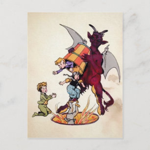 Vintage Krampus Teufel Postkarte