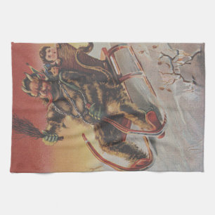 Vintage Krampus Weihnachtsdruck Handtuch