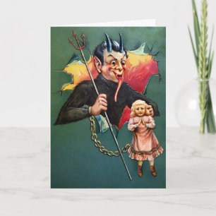 Vintage-Krampus-Weihnachtskarte Feiertagskarte