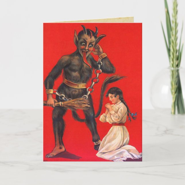 Vintage Krampus Weihnachtskarten Feiertagskarte (Vorderseite)