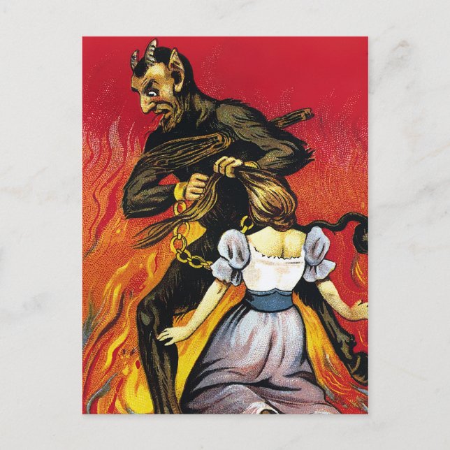 Vintage Krampus Weihnachtspostkarte Postkarte (Vorderseite)