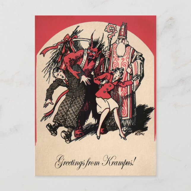 Vintage Krampuspostkarte Postkarte (Vorderseite)