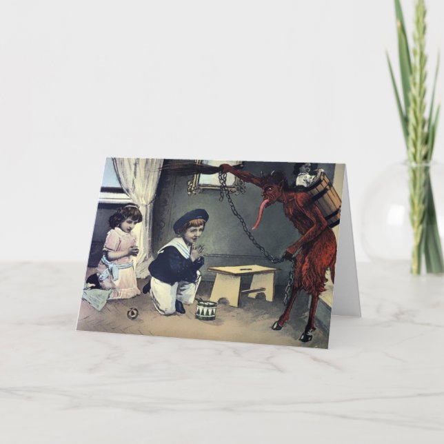 Vintage Krampusweihe Feiertagskarte (Vorderseite)