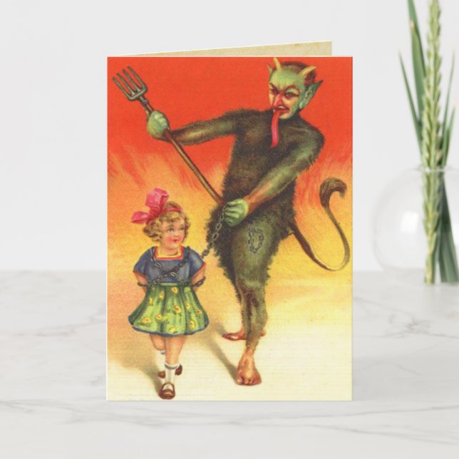 Vintage Krampusweihnachtskarte Feiertagskarte (Vorderseite)