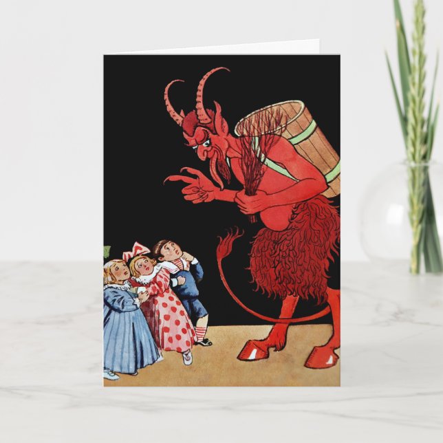 Vintage Krampusweihnachtskarte Feiertagskarte (Vorderseite)