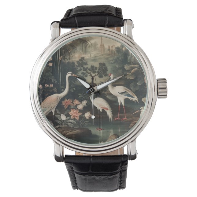 Vintage Krane und Paläste in den Tropen Armbanduhr (Vorderseite)