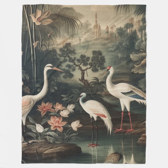 Vintage Krane und Paläste in den Tropen Fleecedecke (Vorderseite)