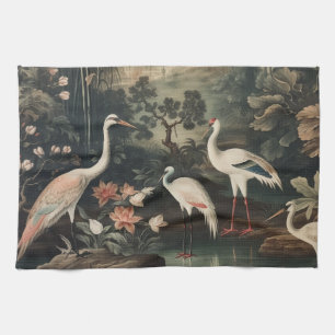 Vintage Krane und Paläste in den Tropen Geschirrtuch