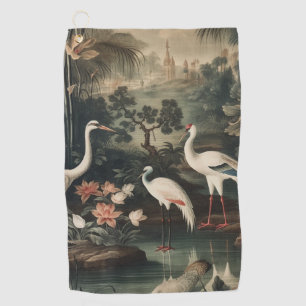 Vintage Krane und Paläste in den Tropen Golfhandtuch