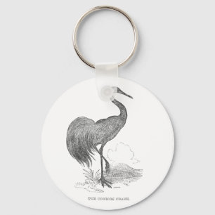 Vintage Kranich Vogel Feder und Tinte Zeichnung Schlüsselanhänger